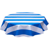 Freckledsage.com Round tablecloth wide stripe blue
