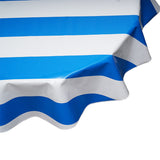 freckledsage.com wide stripe blue round oilcloth tablecloth