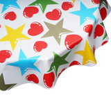 FreckledSage.com Round Tablecloth Hearts and Stars Red and Gold