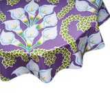Round Oilcloth tablecloth Calla lily purple