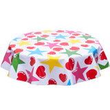 FreckledSage.com Hearts and Stars Red and Pink Round Tablecloth
