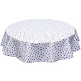 Gold dots on white round oilcloth tablecloth