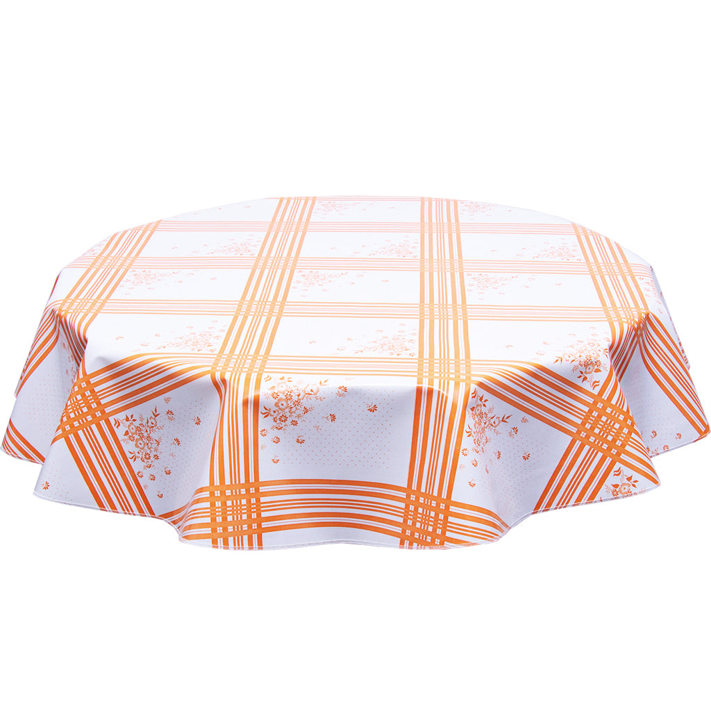 round oilcloth tablecloth corn flower orange