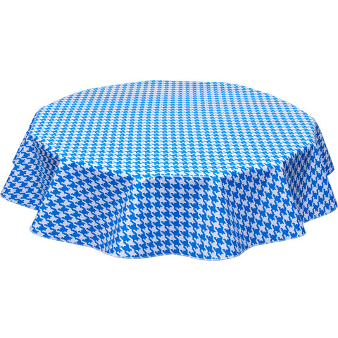 freckled sage round oilcloth tablecloth houndstooth blue