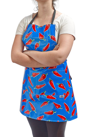 Freckled Sage Apron Chili Pepper on Blue