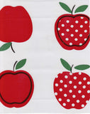 Round Oilcloth Tablecloth in Apples and Dots Red