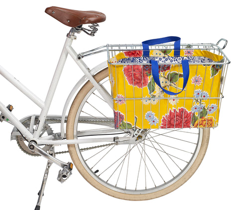 Freckled Sage Oilcloth Bike Basket Tote Mum Yellow