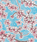 Freckled Sage Oilcloth Swatch Cherry Blossom Light Blue