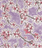 Round Oilcloth Tablecloth in Cherry Blossom Purple