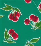 Freckled Sage Oilcloth Swatch Cherries on Green