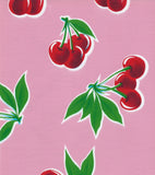 Freckled Sage Oilcloth Swatch Cherries on Pink