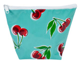 Freckled Sage Oilcloth Cosmetic Bag Cherry Aqua Closed