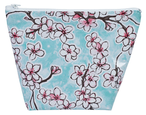 Freckled Sage Oilcloth Cosmetic Bag Cherry Blossom Aqua