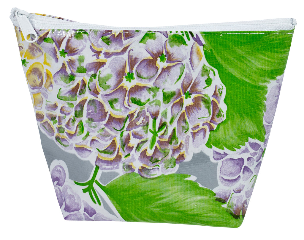 Freckled Sage Oilcloth Cosmetic Bag Hydrangea Silver