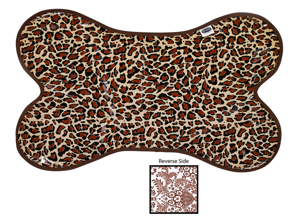 Freckled Sage Reversible Oilcloth Dog Mat in Leopard