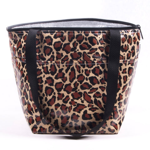 Freckled Sage Oilcloth Insul handbag Leopard silver lining