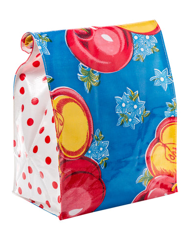 Freckled Sage Oilcloth Lunch Bag in Old Apple Blue