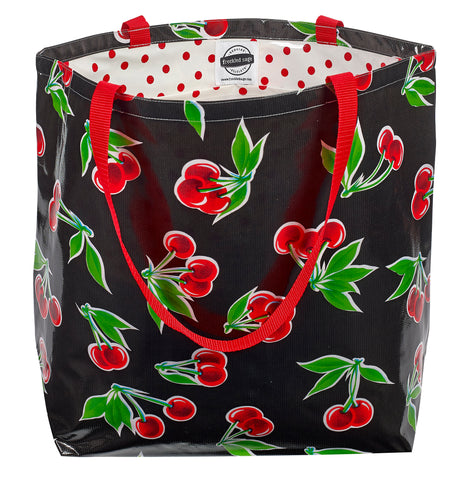 Freckled Sage Oilcloth Market Bags Black Cherry