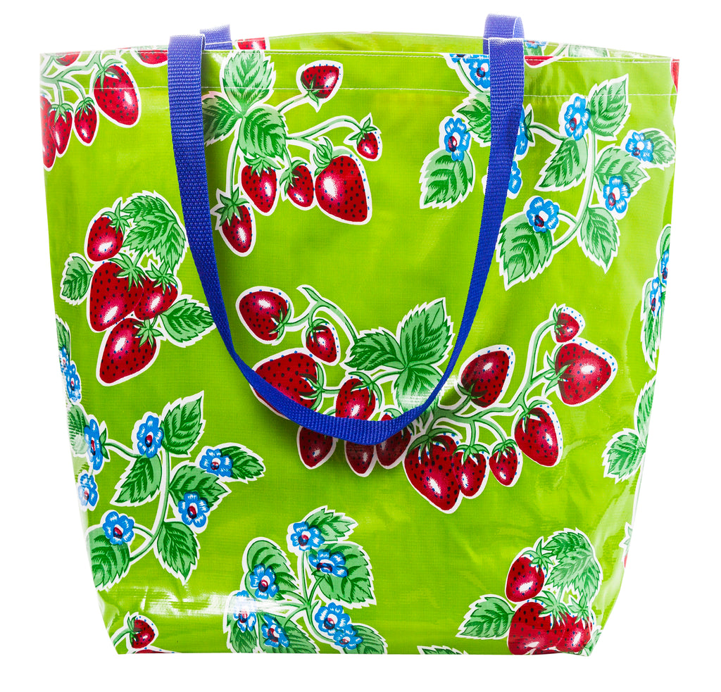 Freckled Sage Oilcloth Market Bag Strawberry Green