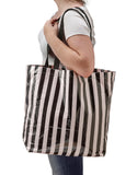 Freckled Sage Oilcloth Market Bag Black Stripe