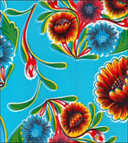 Bloom Light Blue Oilcloth Tablecloth