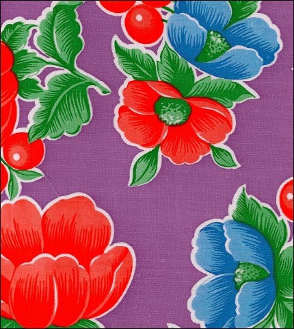 Round Oilcloth Tablecloths in Poppy Purple