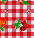 Freckled Sage Oilcloth Swatch Gingham & Fruit Red