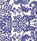 81" Round Toile Navy Blue Oilcloth Tablecloth