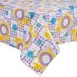 Freckled Sage Oilcloth Tablecloth Picnic Purple and Yellow
