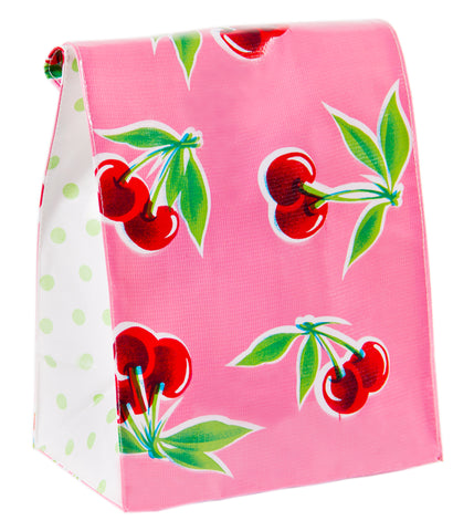 Freckled Sage Oilcloth Lunch Bag Cherry Pink