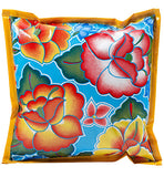 Freckled Sage Oilcloth Pillow Sage's Garden Light Blue