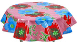 Freckled Sage Round tablecloth in Big Flowers on pink