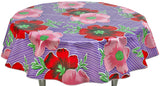 Freckled Sage Round tablecloth in Big Flowers on purple