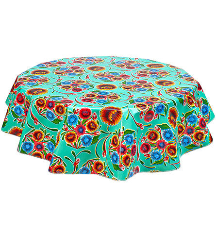 Freckled Sage Round Tablecloth Bloom Aqua