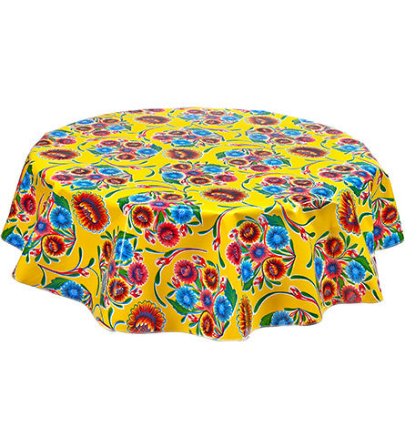 Freckled Sage Oilcloth Tablecloth Bloom Yellow