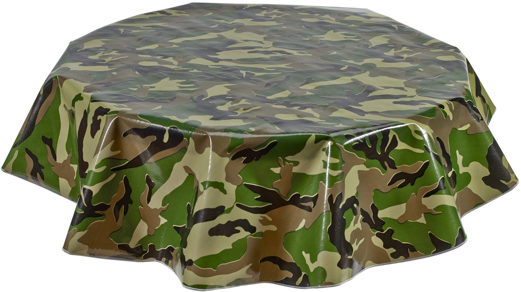 Freckled Sage Round Oilcloth Tablecloth Camo