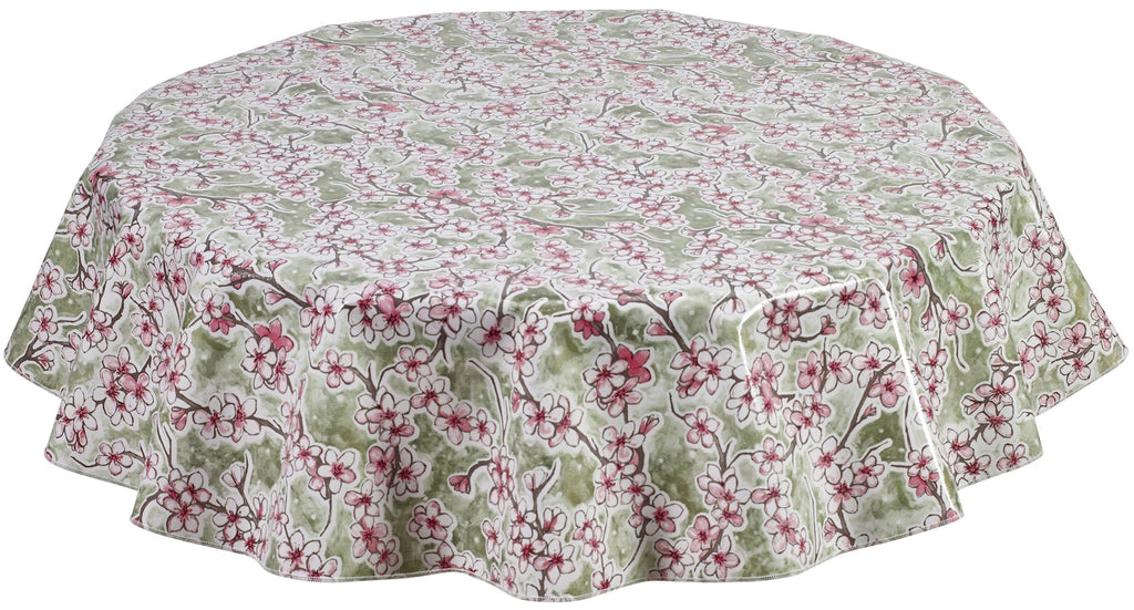Freckled Sage Round Tablecloth Cherry Blossom Green