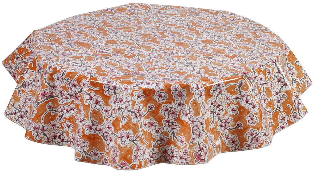Freckled Sage Round Tablecloth Cherry Blossom Orange