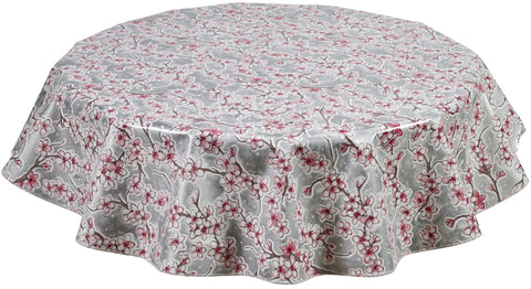 Freckled Sage Round Tablecloth Cherry Blossom Silver