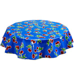 Freckled Sage Round Tablecloth Cherries on Blue