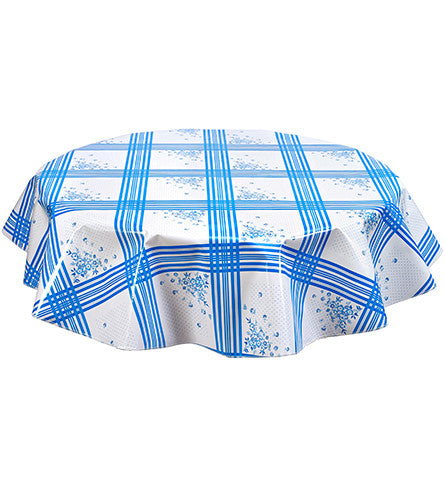 Freckled Sage Round Oilcloth Tablecloth Corn Flower Blue