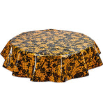 Freckled Sage Round Tablecloth Day of Dead Black on Orange