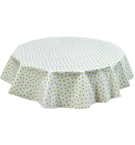 Freckled Sage Round Oilcloth Tablecloth Lime Dot