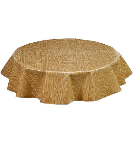 Round Oilcloth Tablecloth Faux Bois Elm wood print