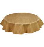 Round Oilcloth Tablecloth Faux Bois Elm wood print