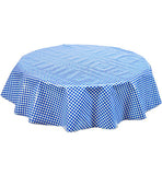 Freckled Sage Round Oilcloth Tablecloth Blue Gingham