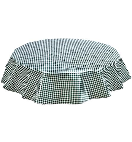 Freckled Sage Round Oilcloth Tablecloth Green Gingham