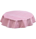 Freckled Sage Round Oilcloth Tablecloth Pink Gingham