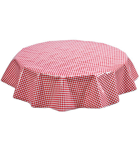 Freckled Sage Round Oilcloth Tablecloth Red Gingham