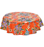 Freckled Sage Round Oilcloth Tablecloth Hawaii Orange